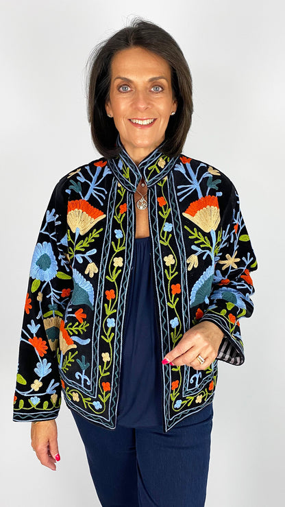 Unique velvet embroidered jacket | 10 Colours