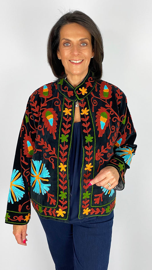 Unique velvet embroidered jacket | 10 Colours