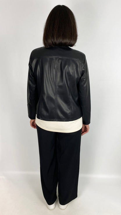 Round neck studded vegan leather biker jacket | 2 Colours | 2 Sizes | by Malissa J