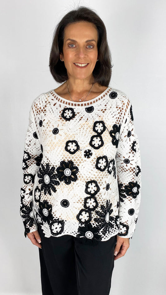 Crochet flower jumper | 2 Colours | by Malissa J