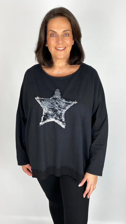 Brushed sequin star sweatshirt (2 Colours)