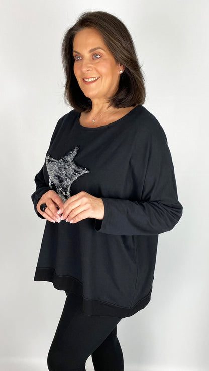 Brushed sequin star sweatshirt (2 Colours)