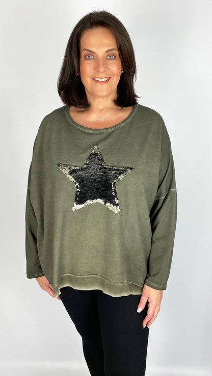 Brushed sequin star sweatshirt (2 Colours)