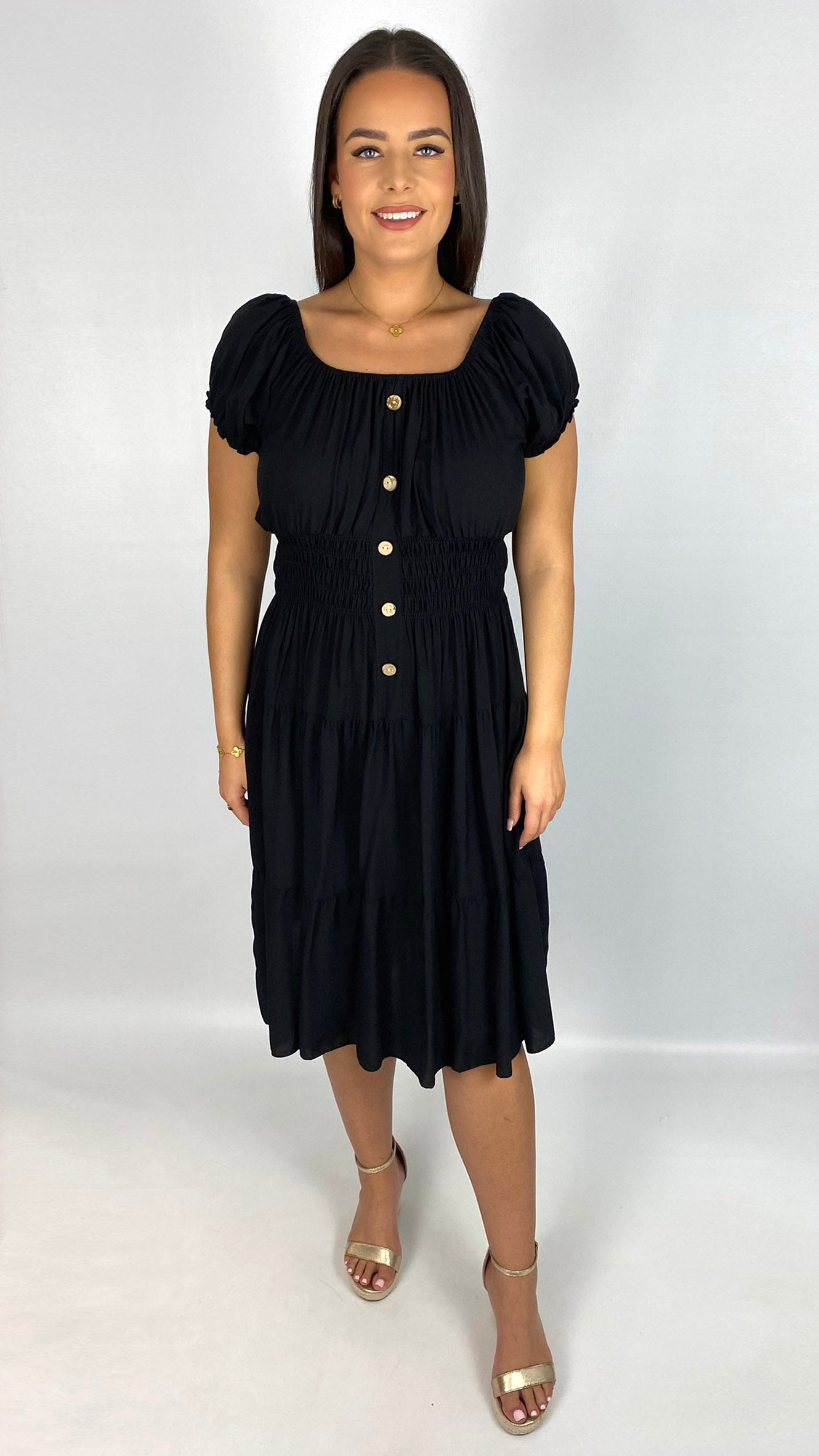 On/off-the-shoulder tiered midi dress | 5 Colours