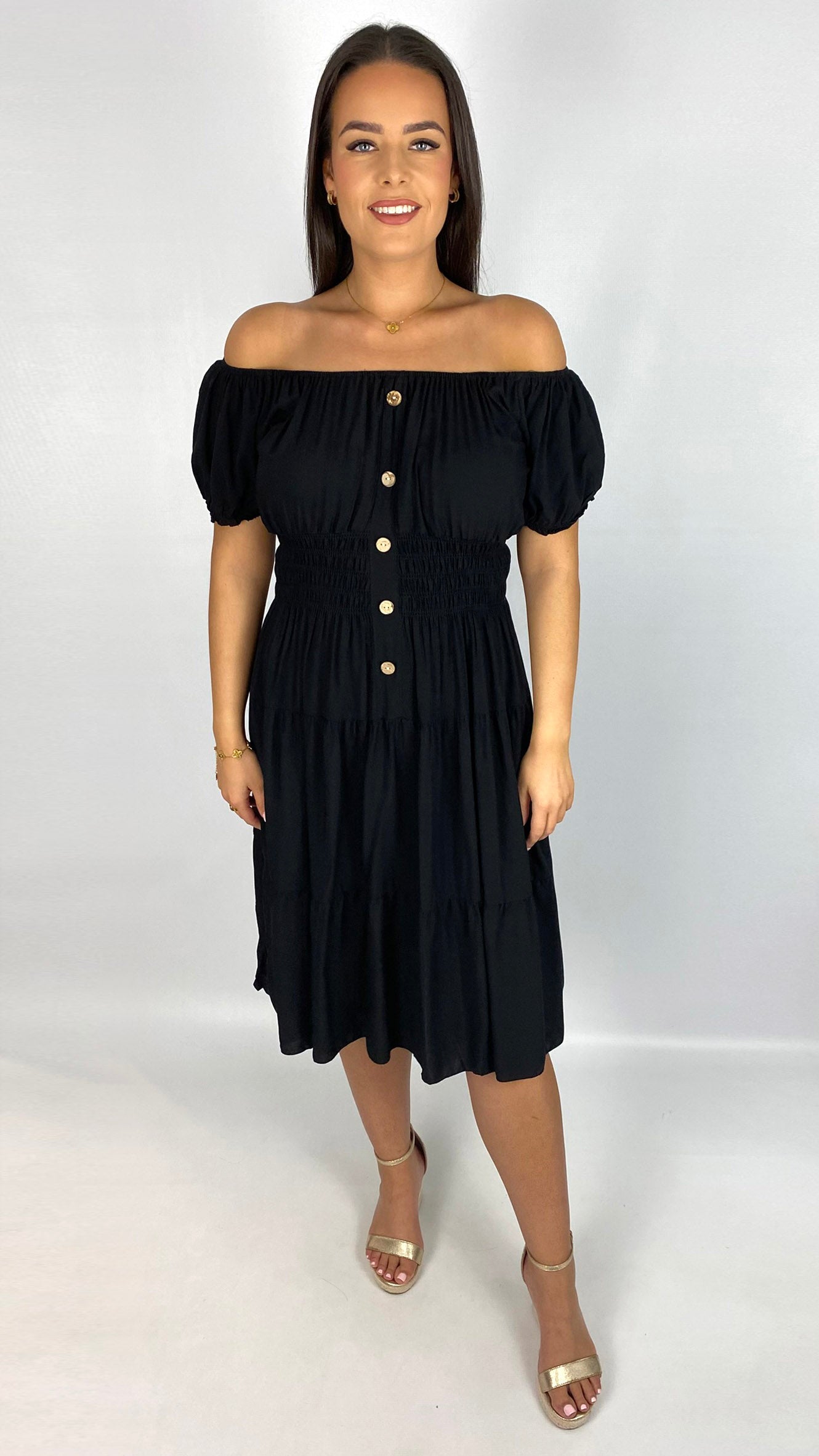 On/off-the-shoulder tiered midi dress | 5 Colours