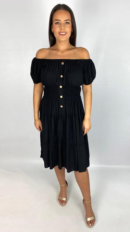 On/off-the-shoulder tiered midi dress | 5 Colours
