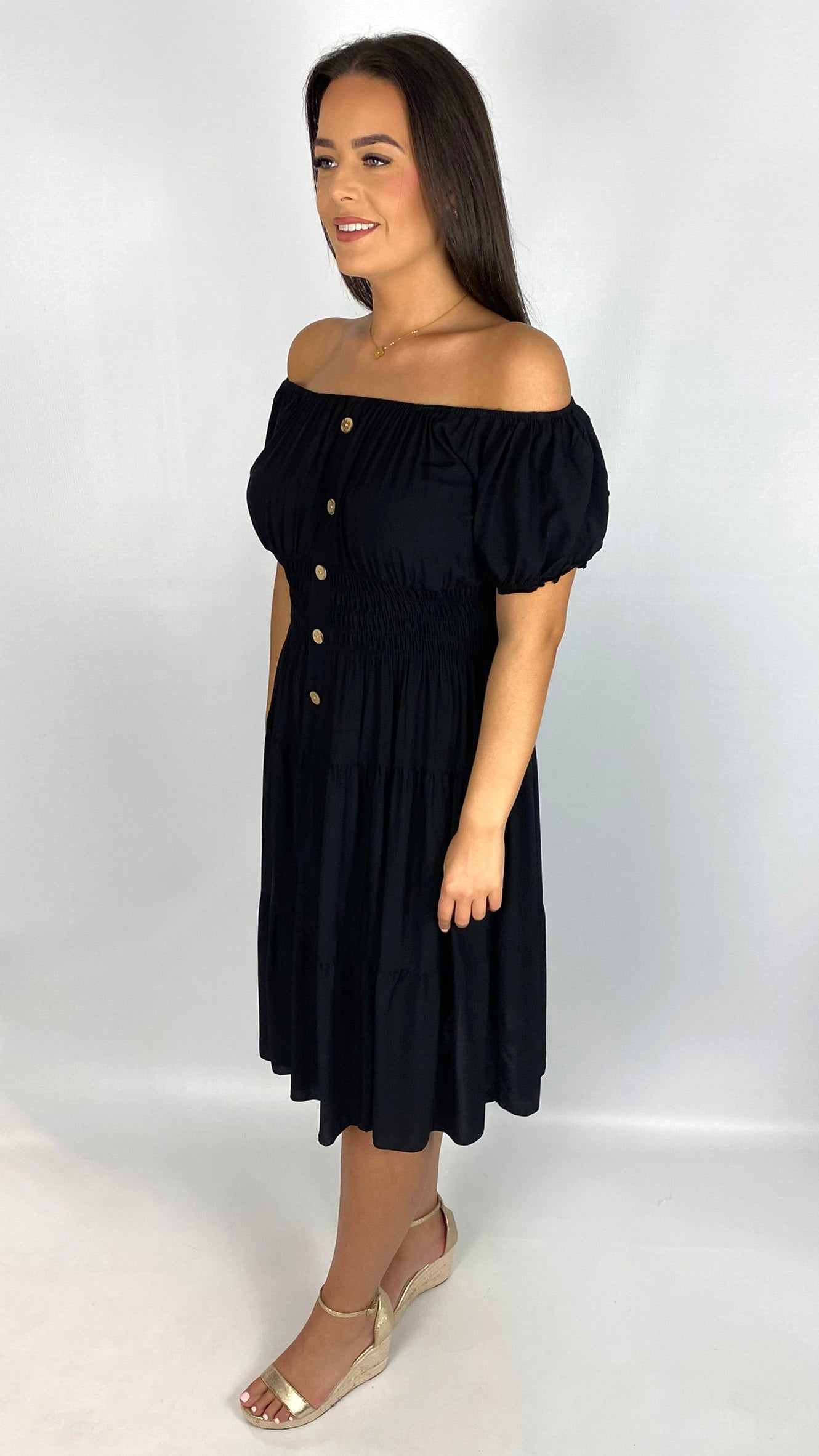 On/off-the-shoulder tiered midi dress | 5 Colours