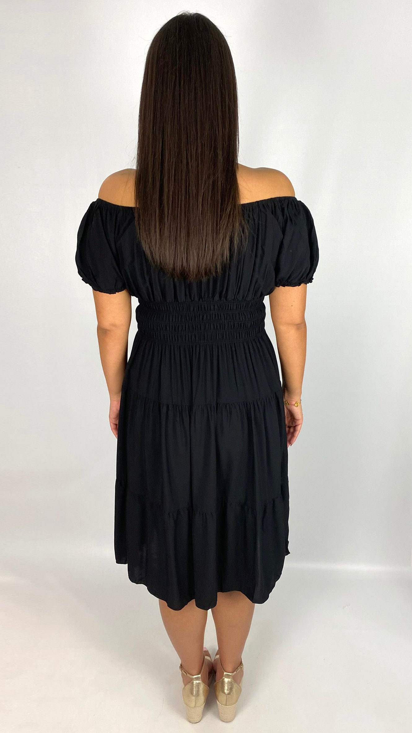 On/off-the-shoulder tiered midi dress | 5 Colours