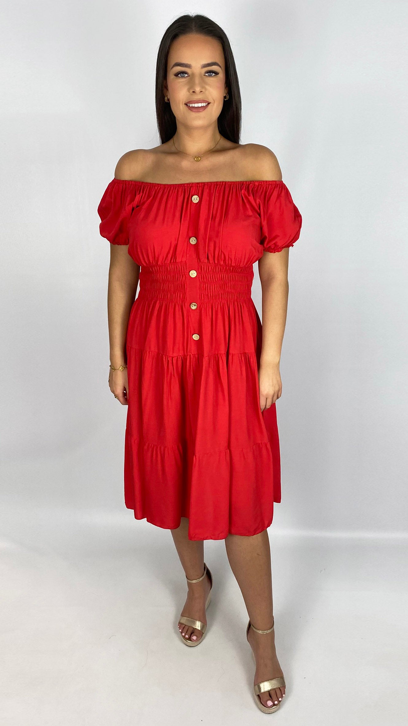 On/off-the-shoulder tiered midi dress | 5 Colours