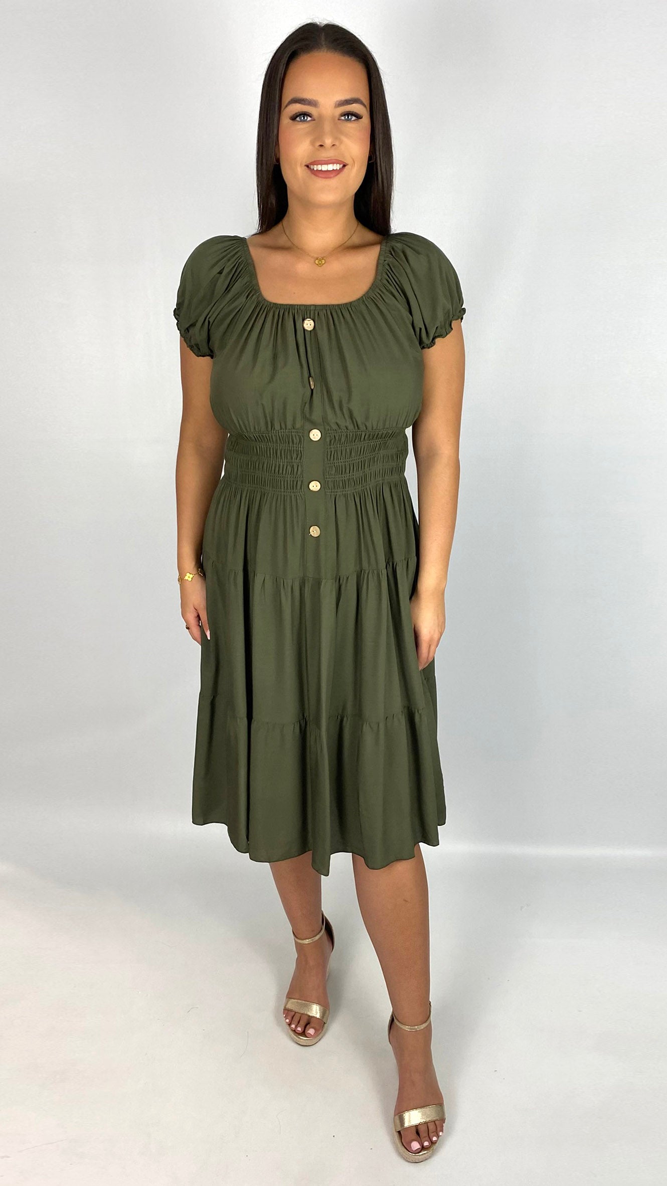 On/off-the-shoulder tiered midi dress | 5 Colours