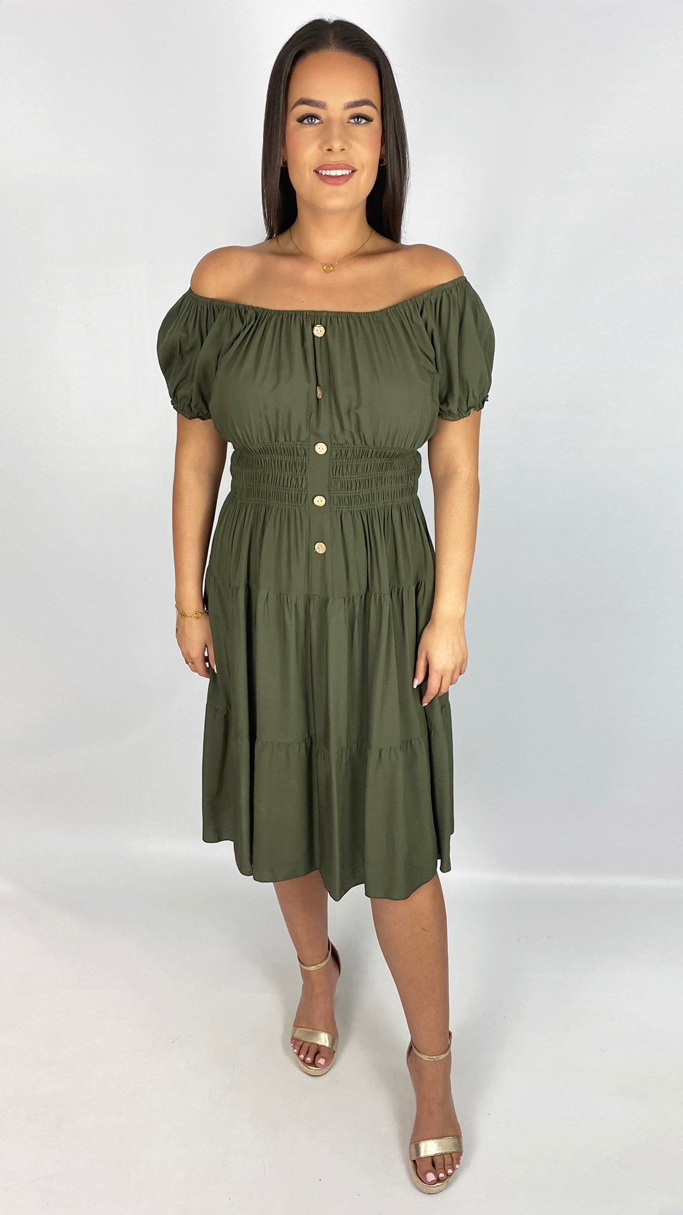 On/off-the-shoulder tiered midi dress | 5 Colours