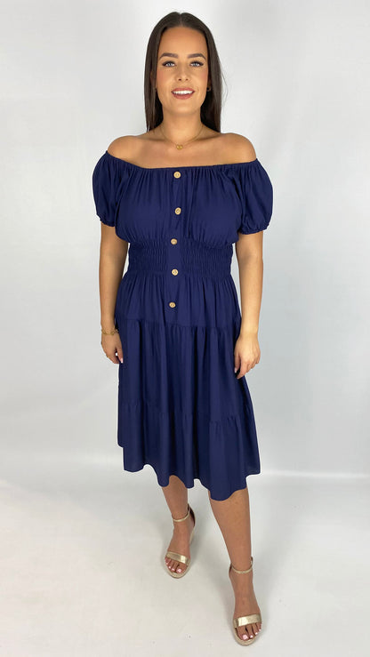 On/off-the-shoulder tiered midi dress | 5 Colours
