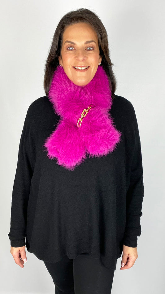 Faux fur chain pull-through scarf by Malissa J (4 Colours) - 3 for £50 mix & match