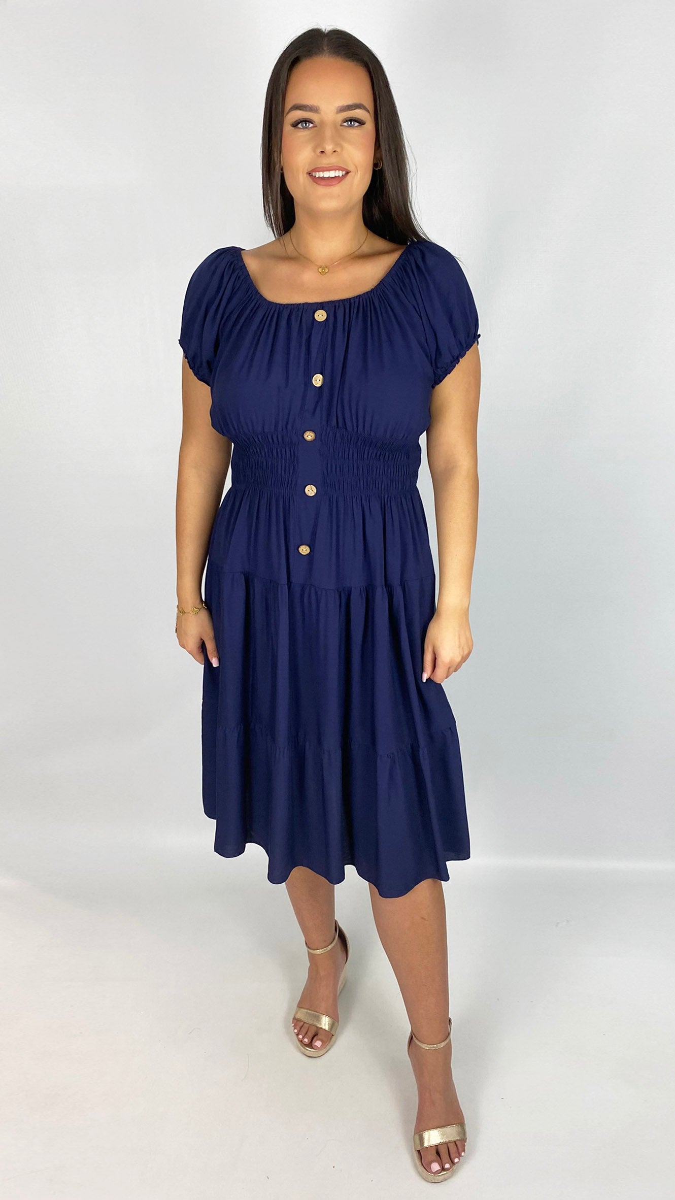 On/off-the-shoulder tiered midi dress | 5 Colours
