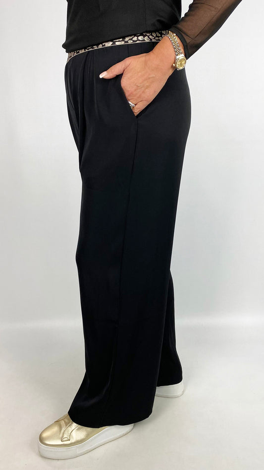 Pull-on wide-leg woven trouser | 2 Colours | by Malissa J