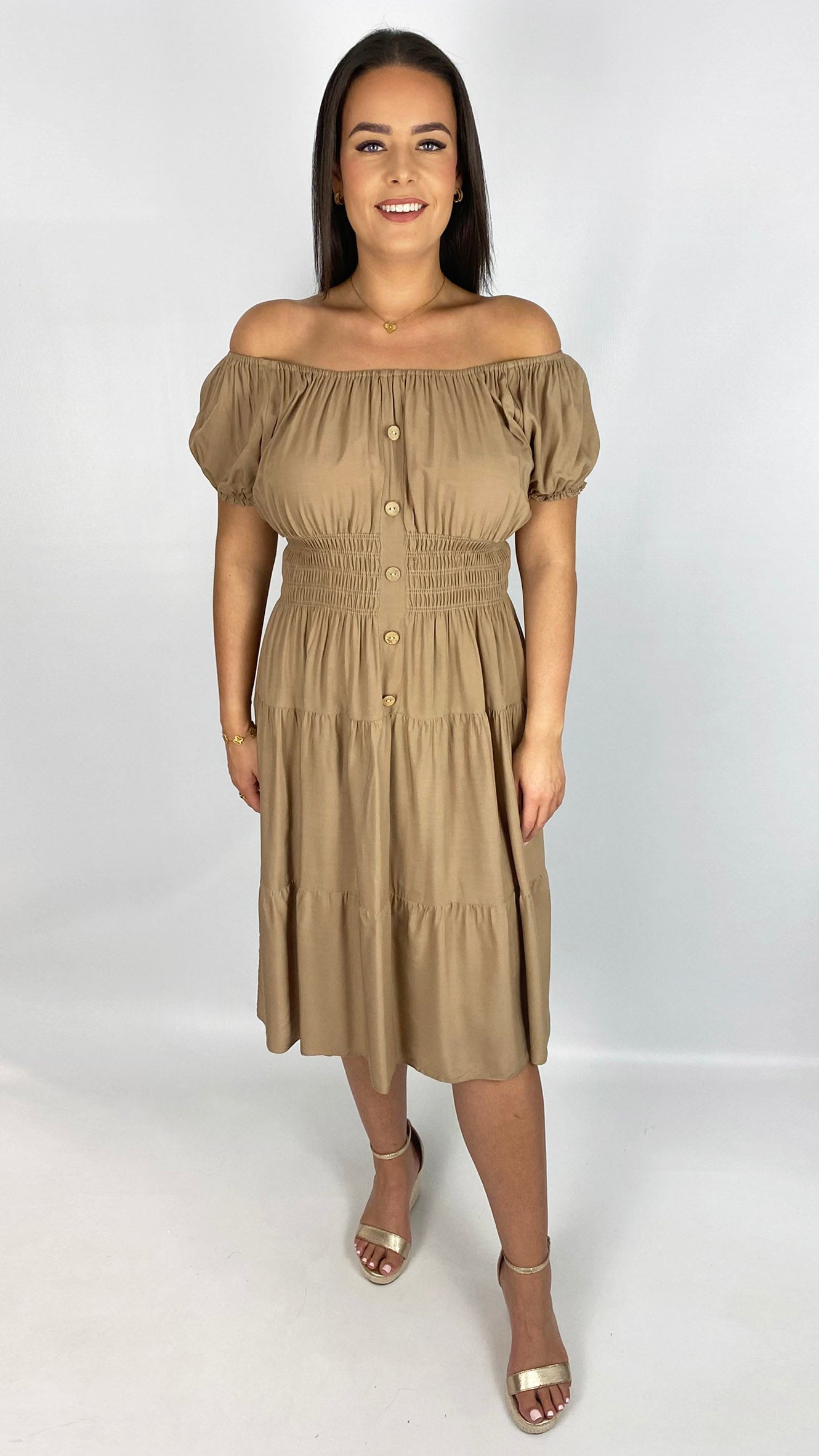 On/off-the-shoulder tiered midi dress | 5 Colours