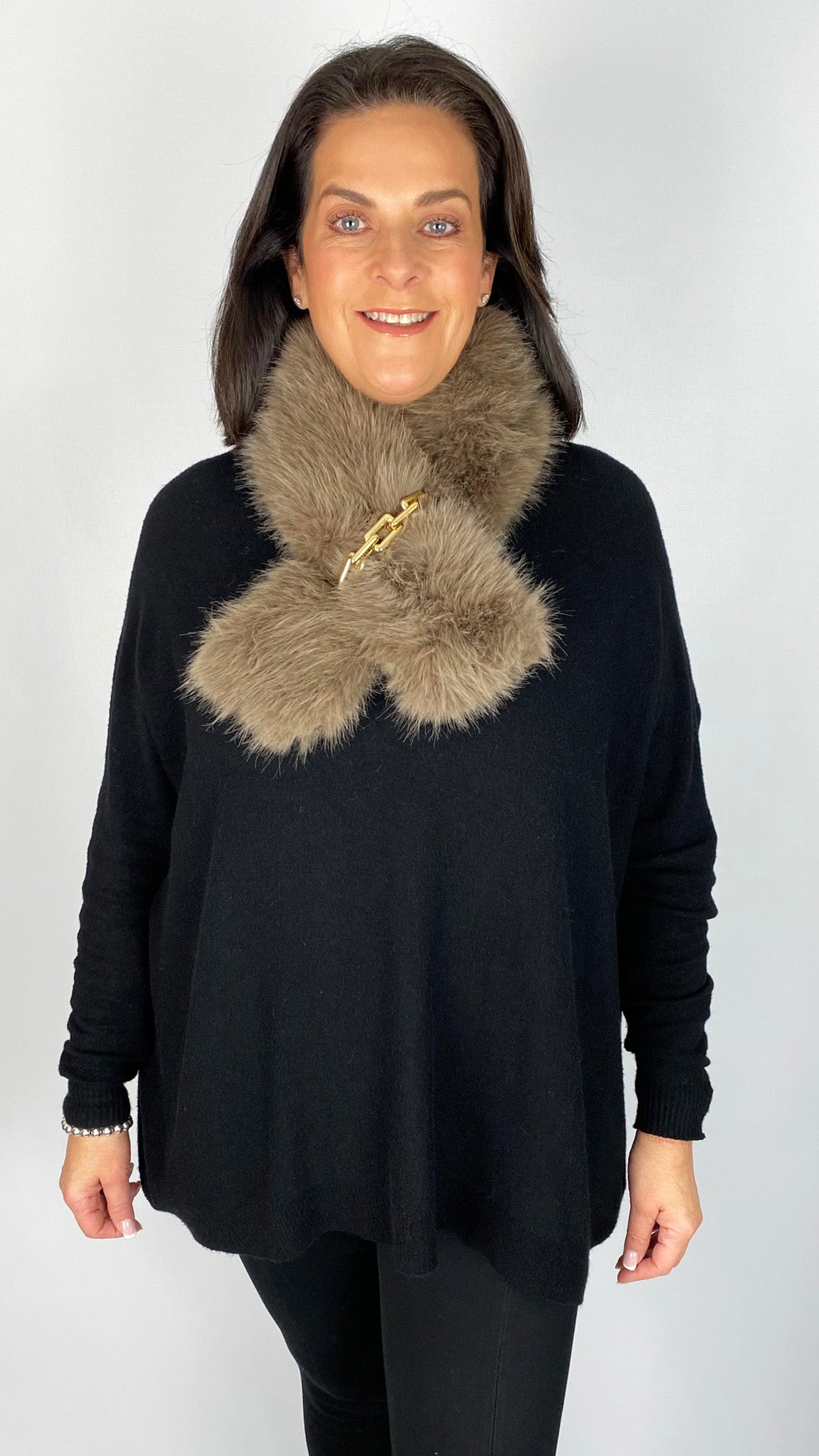 Faux fur chain pull-through scarf by Malissa J (4 Colours) - 3 for £50 mix & match