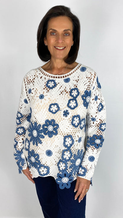 Crochet flower jumper | 2 Colours | by Malissa J