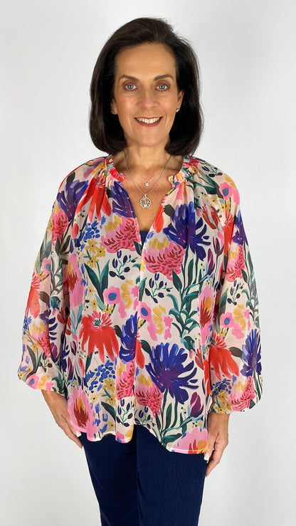 Chiffon print v-neck blouse | 2 Colours | by Malissa J