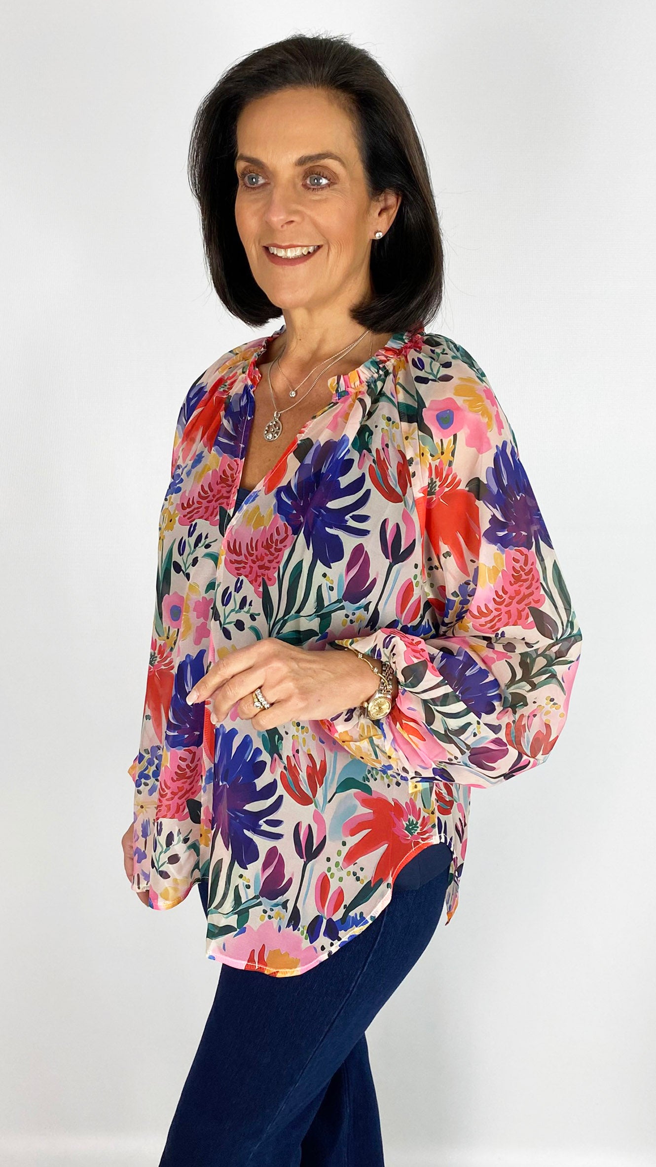 Chiffon print v-neck blouse | 2 Colours | by Malissa J