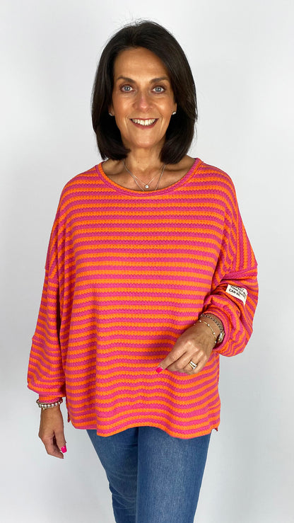 Oversized woven knitted stripe top | 5 Colours