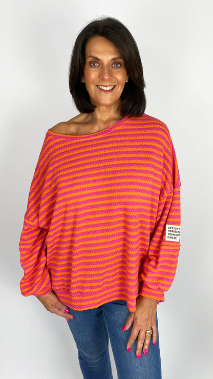 Oversized woven knitted stripe top | 5 Colours