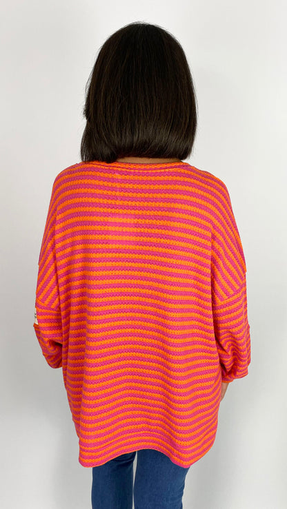 Oversized woven knitted stripe top | 5 Colours