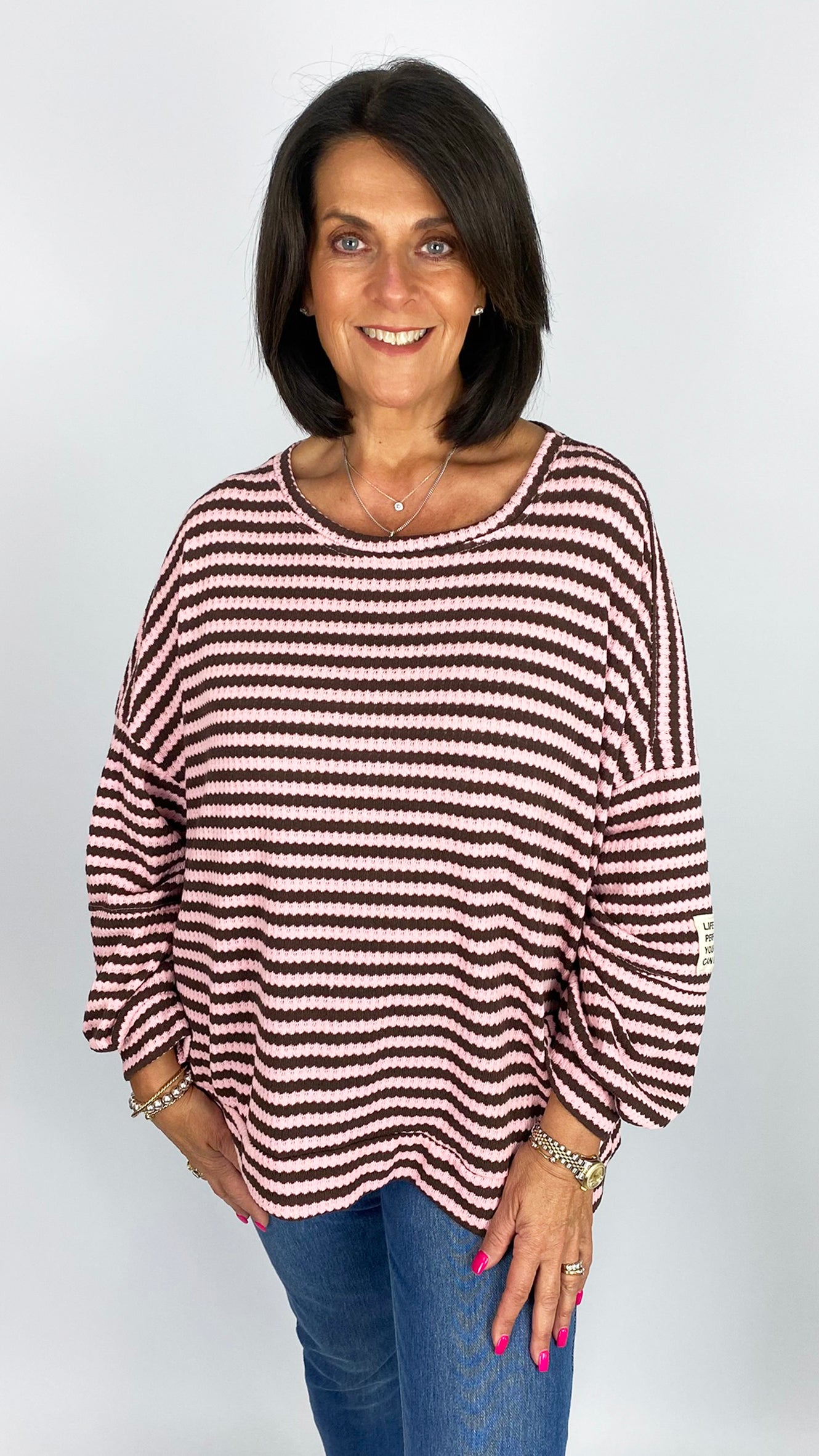 Oversized woven knitted stripe top | 5 Colours
