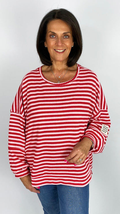 Oversized woven knitted stripe top | 5 Colours