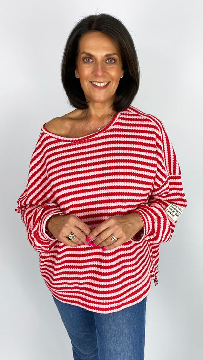 Oversized woven knitted stripe top | 5 Colours
