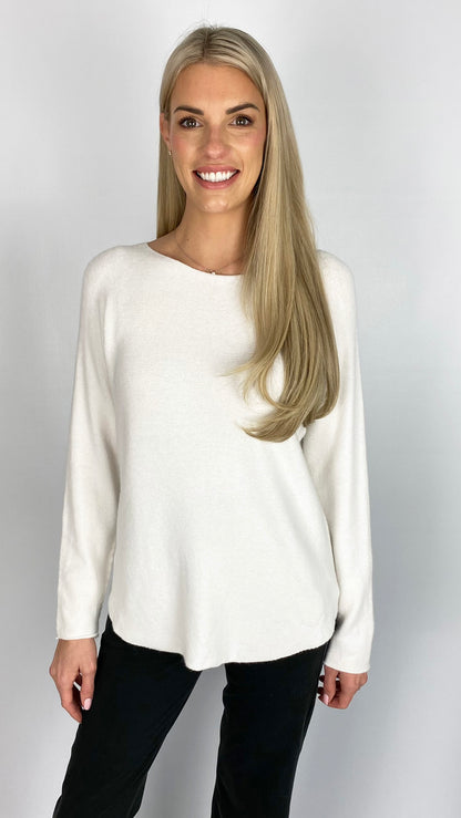 Curved hem slash neck jumper (8 Colours) - back in!