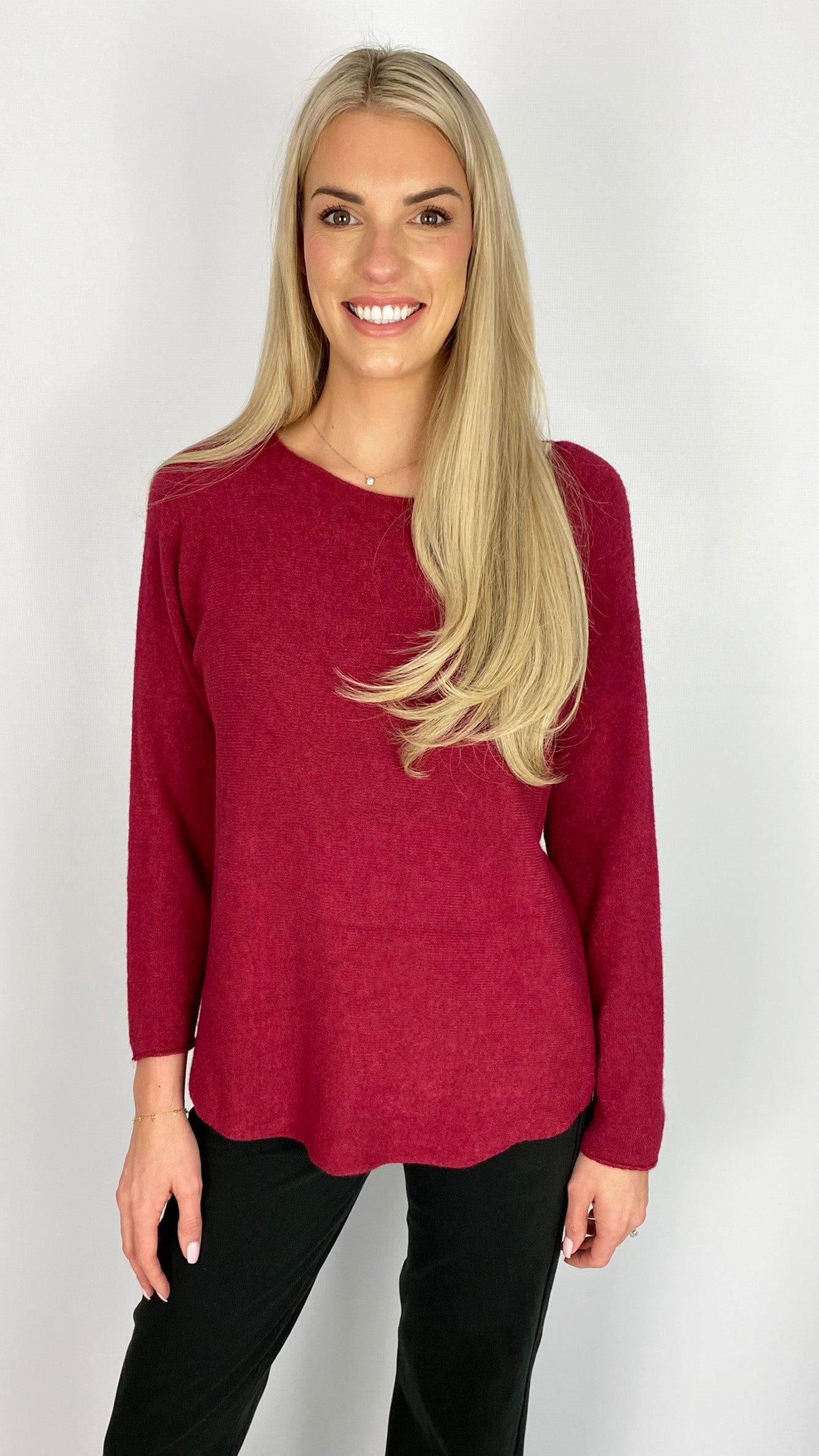 Curved hem slash neck jumper (8 Colours) - back in!