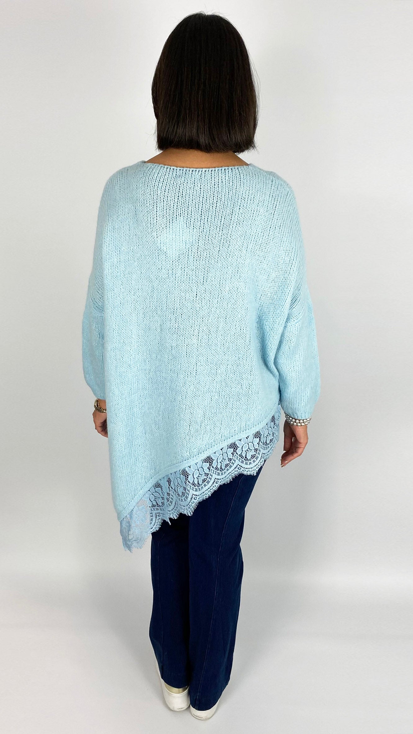 Lace trim asymmetric split side jumper | 4 Colours