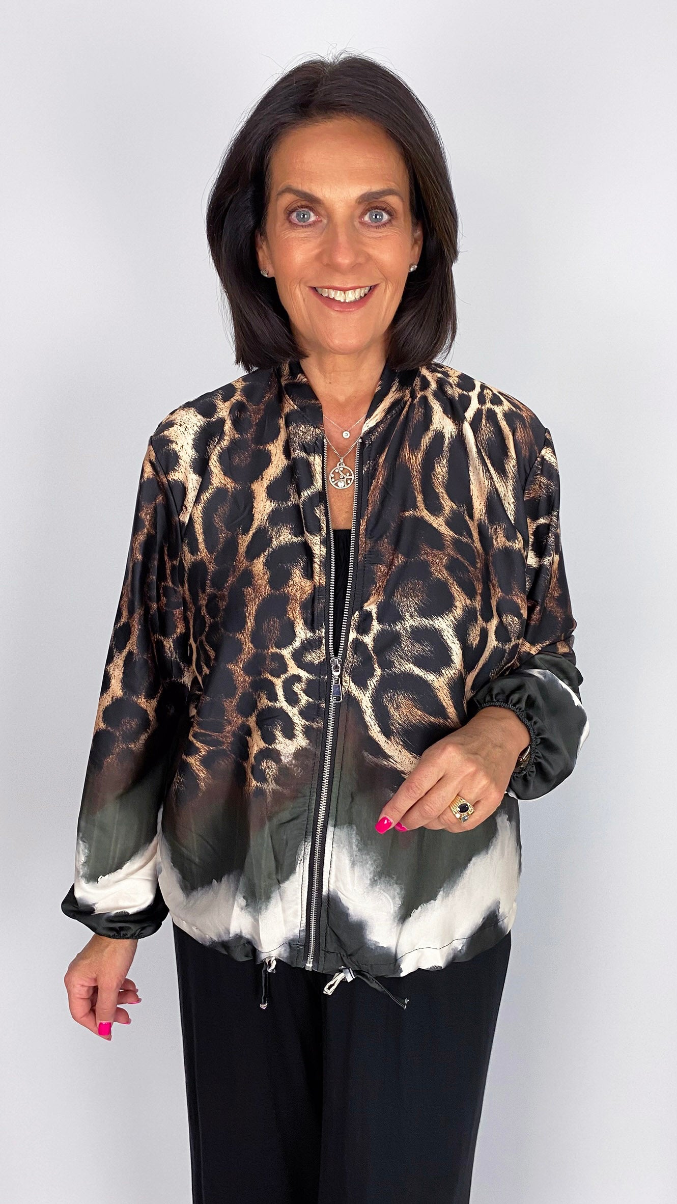 Animal print zip-through vegan silk jacket | 3 Colours