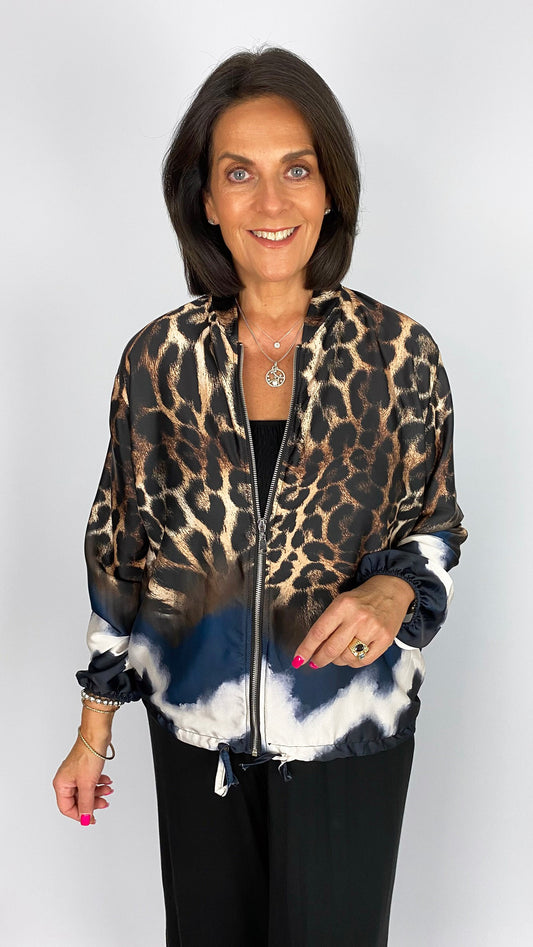 Animal print zip-through vegan silk jacket | 3 Colours