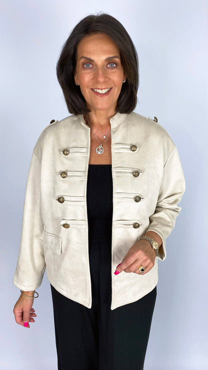 Military style faux suede jacket | 3 Colours