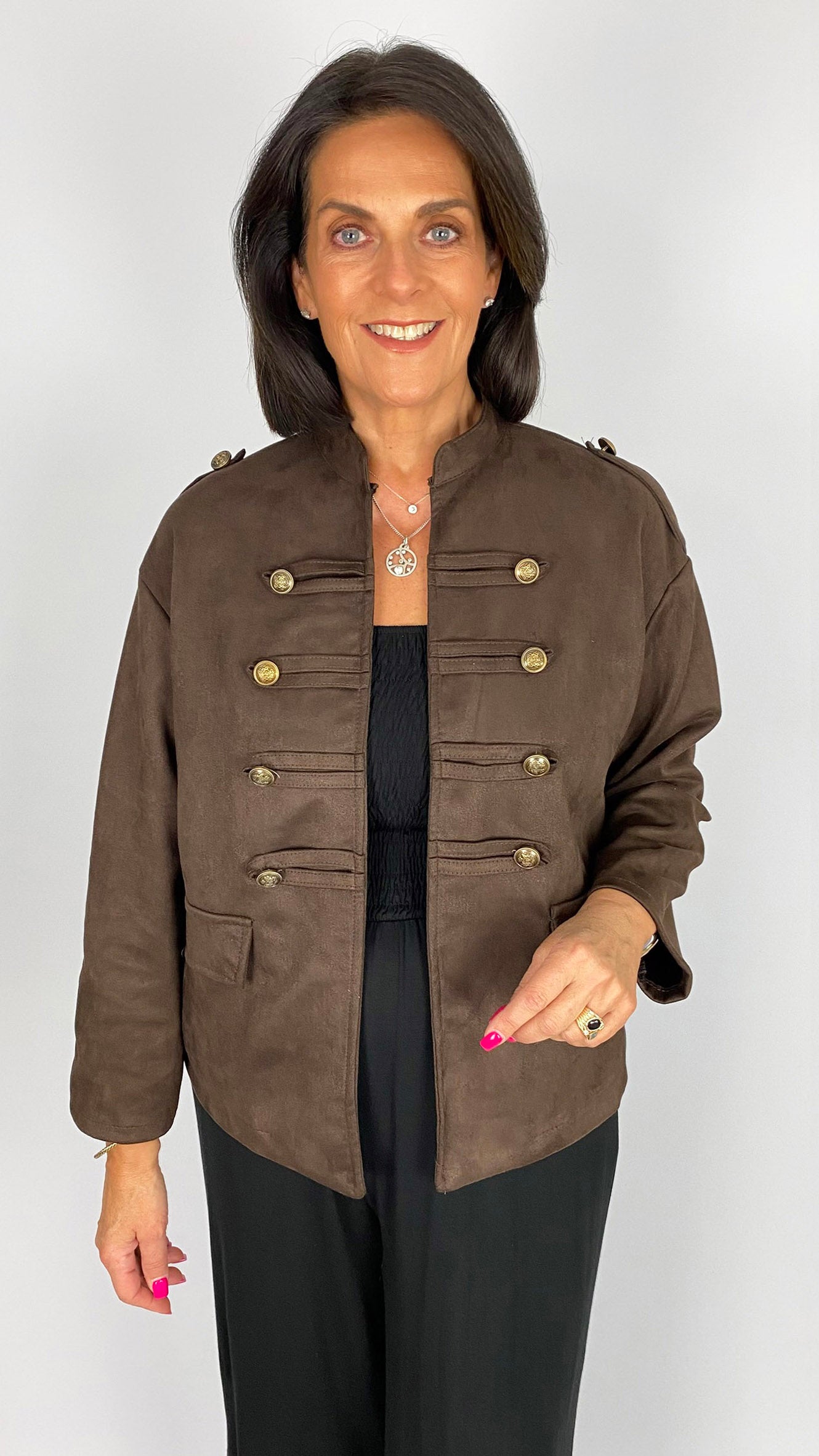 Military style faux suede jacket | 3 Colours