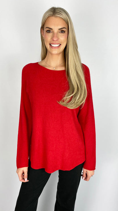 Curved hem slash neck jumper (8 Colours) - back in!