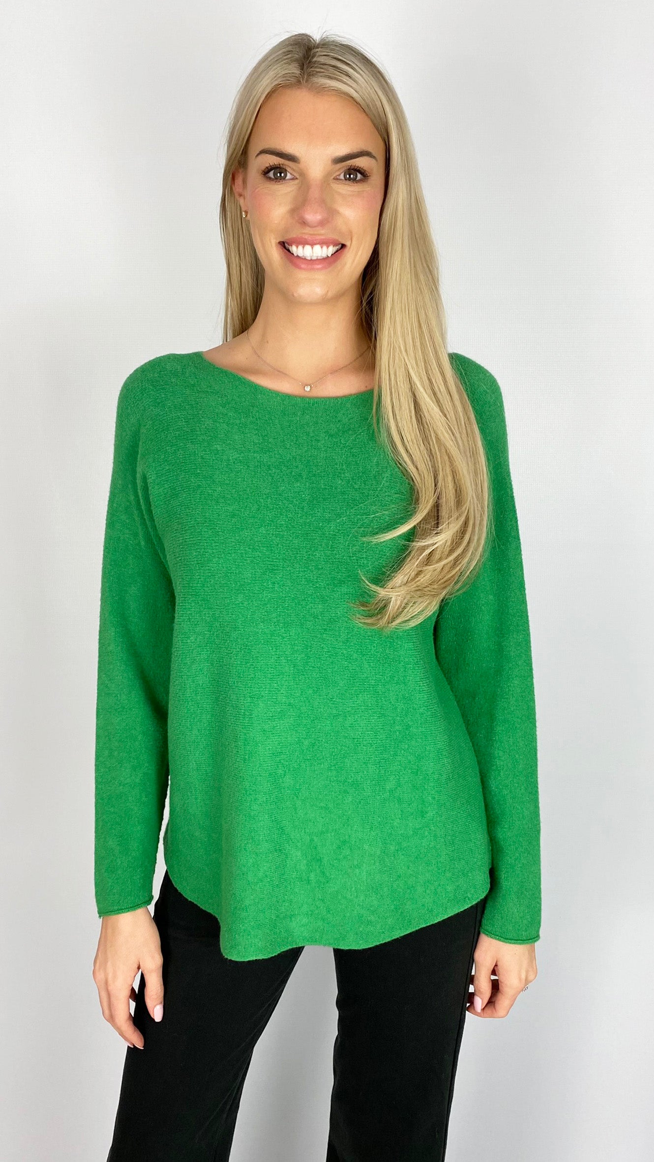 Curved hem slash neck jumper (8 Colours) - back in!