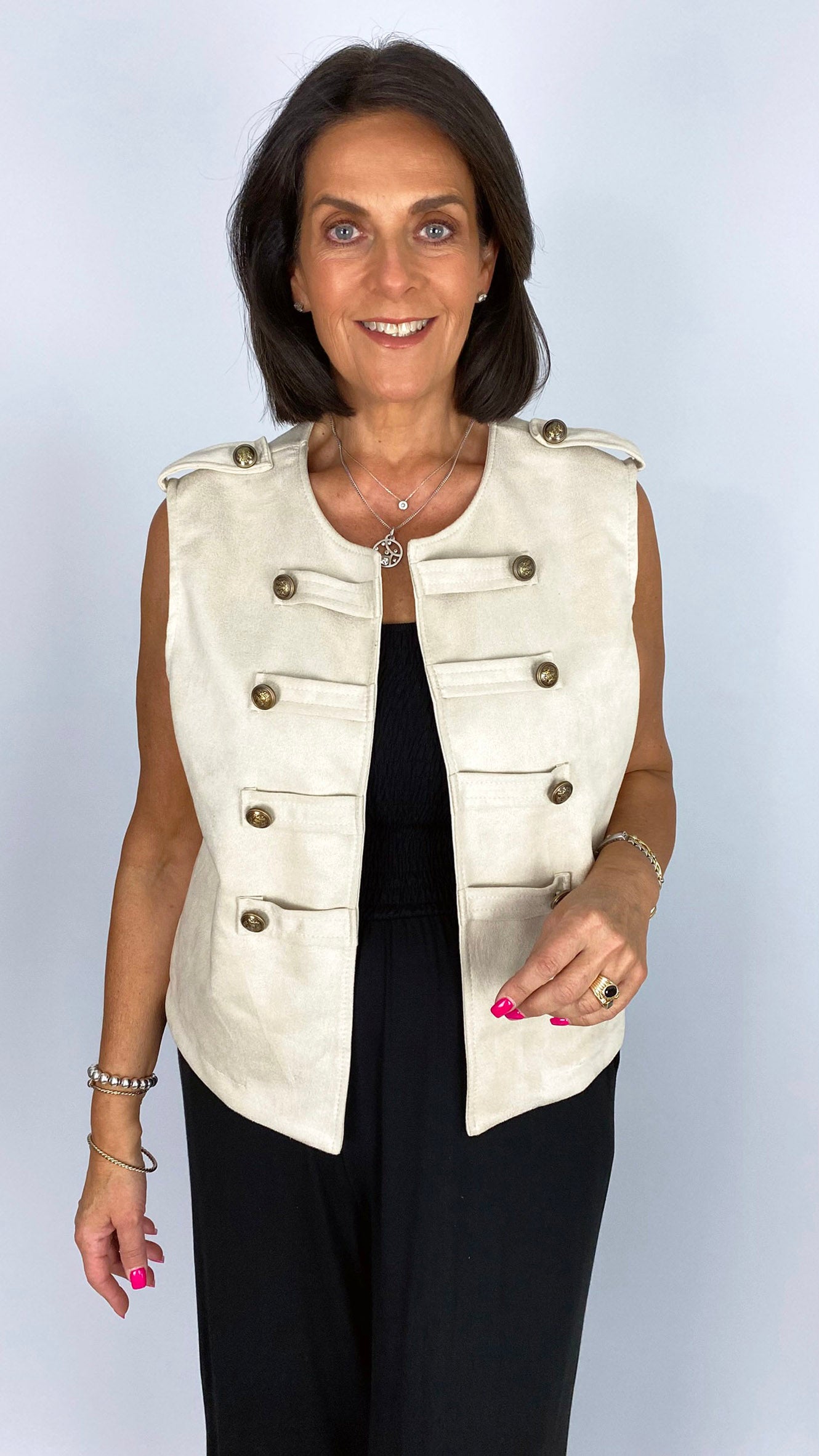 Faux suede military style  waistcoat | 3 Colours
