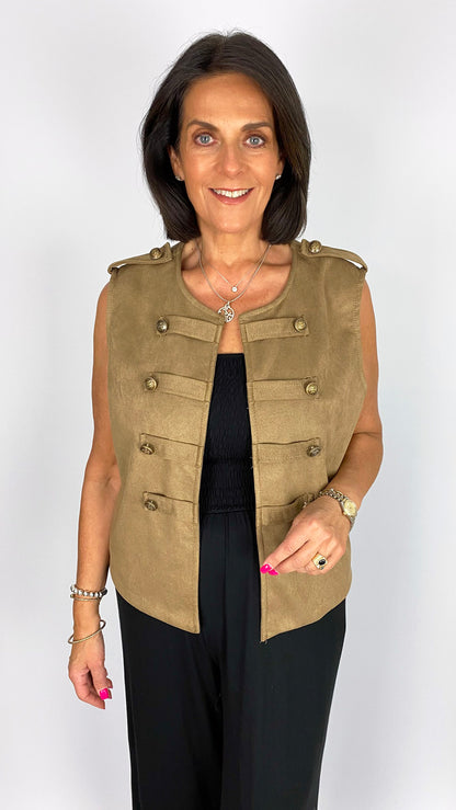 Faux suede military style  waistcoat | 3 Colours