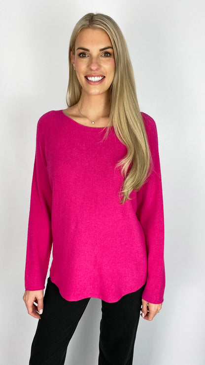 Curved hem slash neck jumper (8 Colours) - back in!