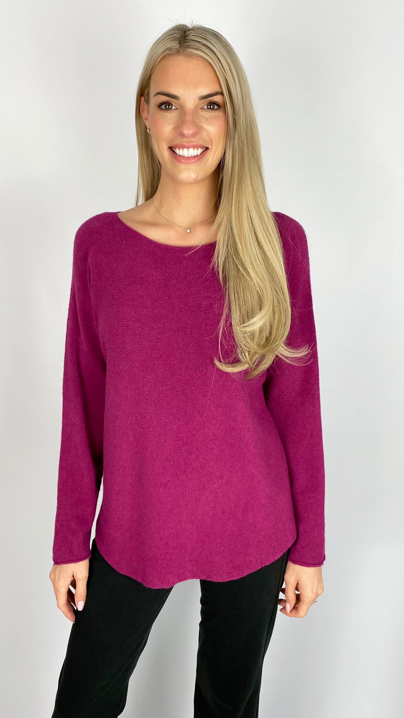 Curved hem slash neck jumper (8 Colours) - back in!