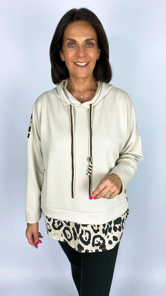 Leopard back hooded sweatshirt | 4 Colours