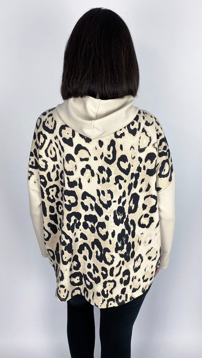 Leopard back hooded sweatshirt | 4 Colours