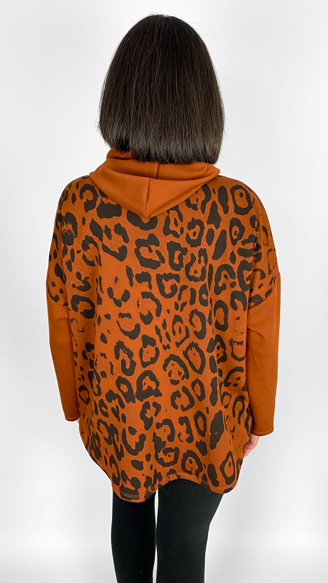 Leopard back hooded sweatshirt | 4 Colours