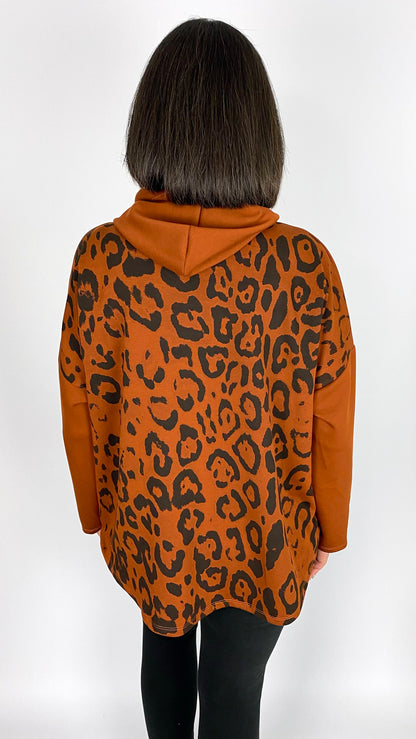 Leopard back hooded sweatshirt | 4 Colours