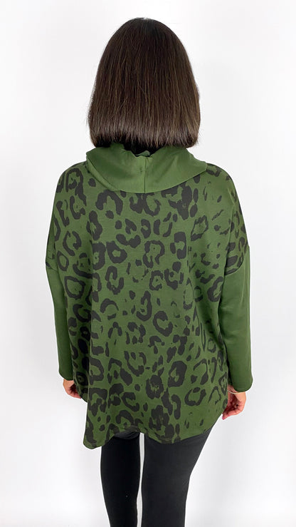 Leopard back hooded sweatshirt | 4 Colours