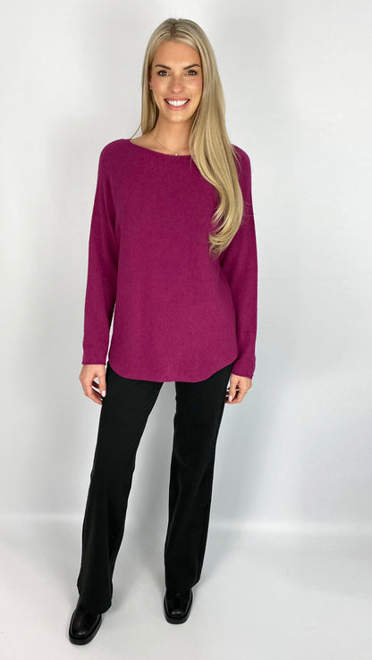 Curved hem slash neck jumper (8 Colours) - back in!