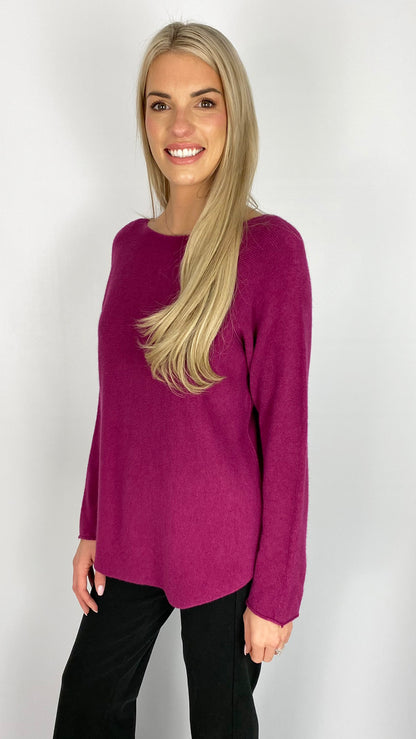 Curved hem slash neck jumper (8 Colours) - back in!